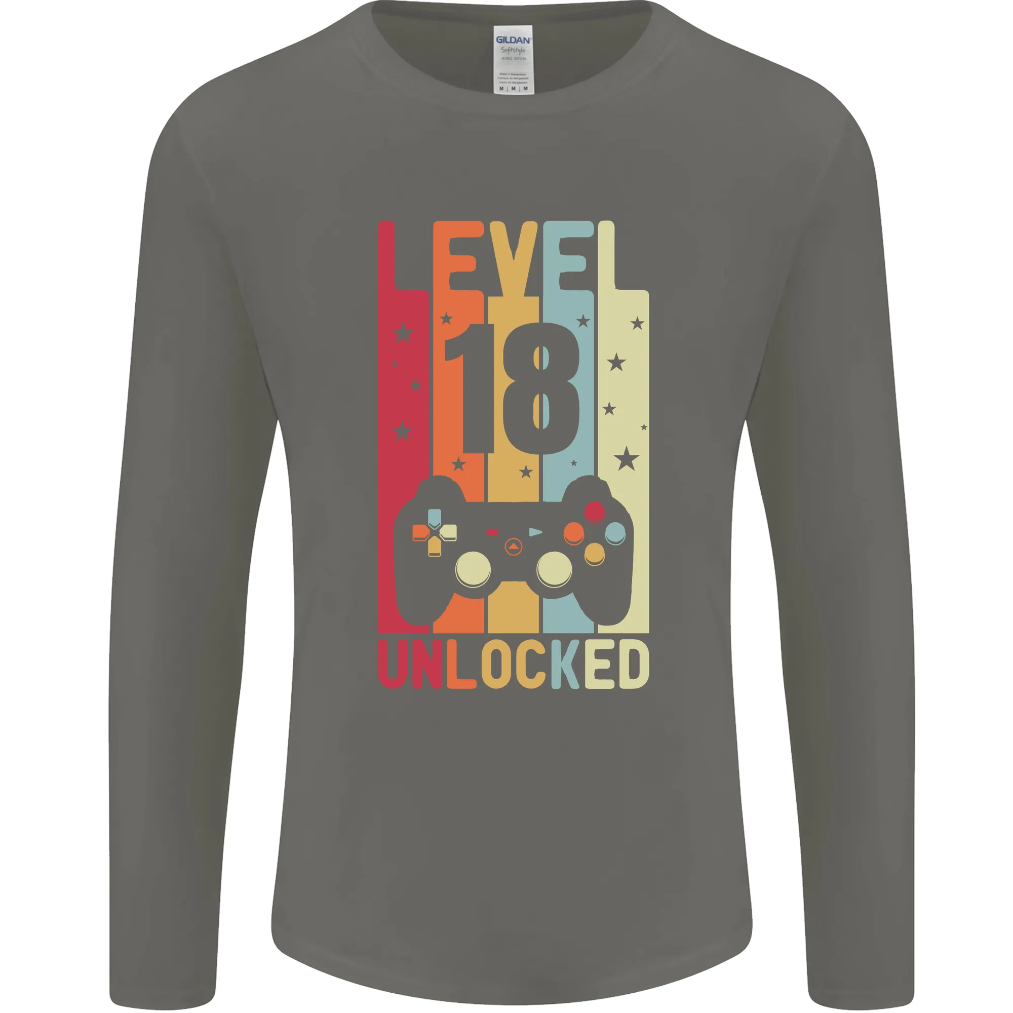 18th Birthday 18 Year Old Level Up Gaming Mens Long Sleeve T-Shirt