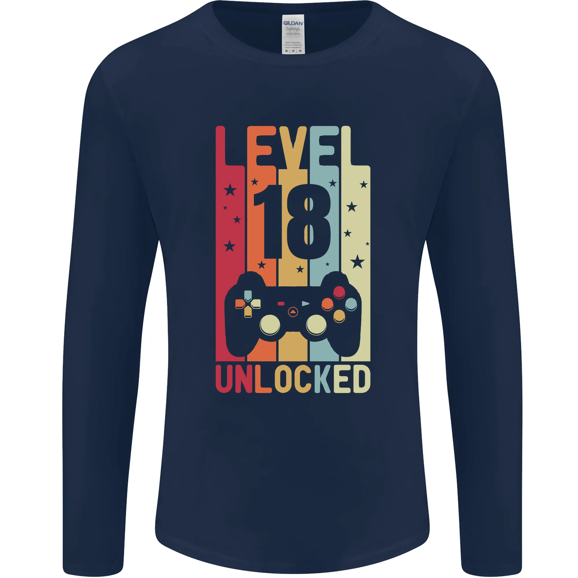 18th Birthday 18 Year Old Level Up Gaming Mens Long Sleeve T-Shirt