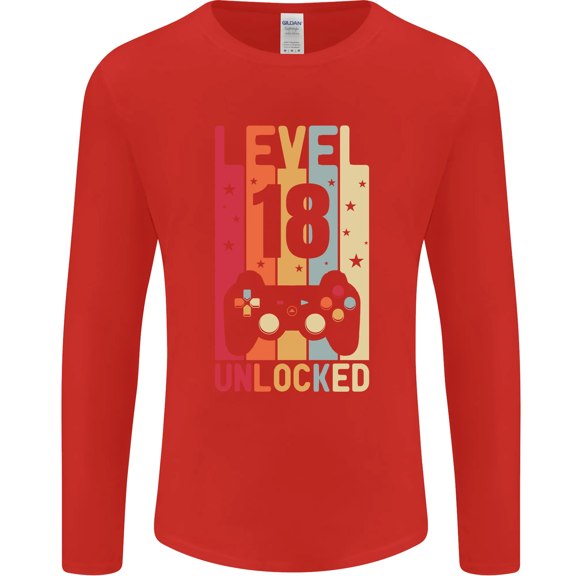 18th Birthday 18 Year Old Level Up Gaming Mens Long Sleeve T-Shirt