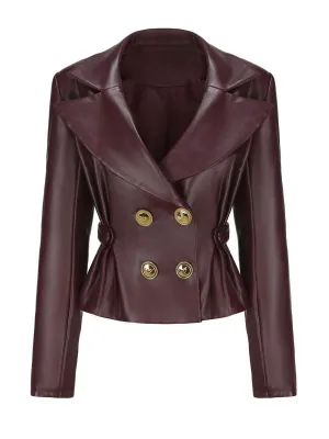 1950s Faux Leather Double-Breasted Coat
