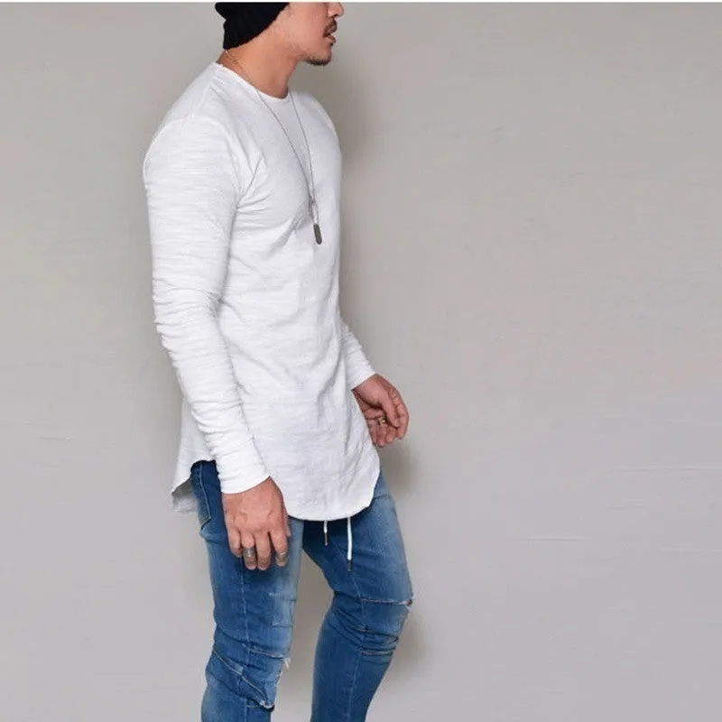2017 New Men Casual T Shirt Cotton Long Sleeve O-Neck Silm Fit T-shirt Mens Fashion Solid Color Tshirt Men's Clothing M-2XL