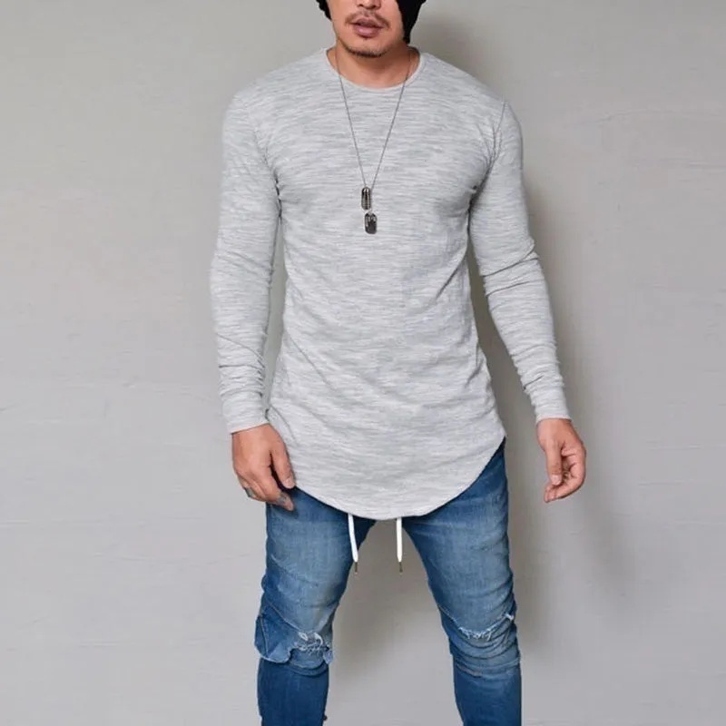 2017 New Men Casual T Shirt Cotton Long Sleeve O-Neck Silm Fit T-shirt Mens Fashion Solid Color Tshirt Men's Clothing M-2XL