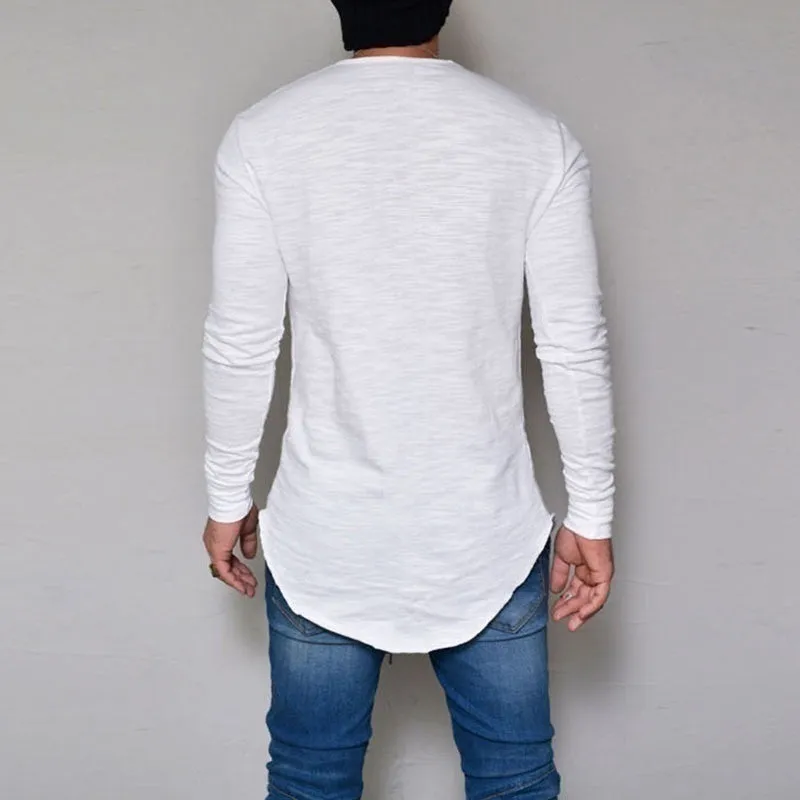 2017 New Men Casual T Shirt Cotton Long Sleeve O-Neck Silm Fit T-shirt Mens Fashion Solid Color Tshirt Men's Clothing M-2XL
