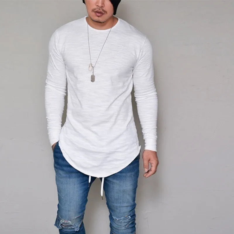 2017 New Men Casual T Shirt Cotton Long Sleeve O-Neck Silm Fit T-shirt Mens Fashion Solid Color Tshirt Men's Clothing M-2XL