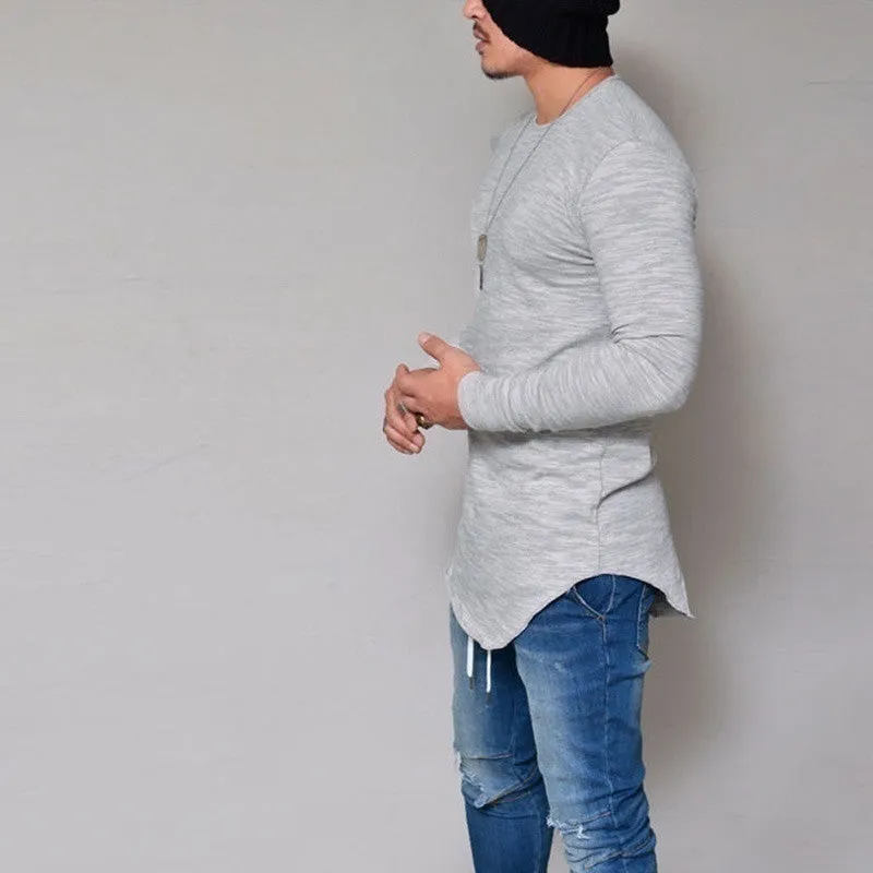 2017 New Men Casual T Shirt Cotton Long Sleeve O-Neck Silm Fit T-shirt Mens Fashion Solid Color Tshirt Men's Clothing M-2XL