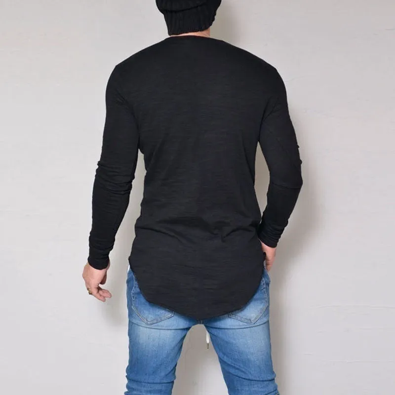 2017 New Men Casual T Shirt Cotton Long Sleeve O-Neck Silm Fit T-shirt Mens Fashion Solid Color Tshirt Men's Clothing M-2XL