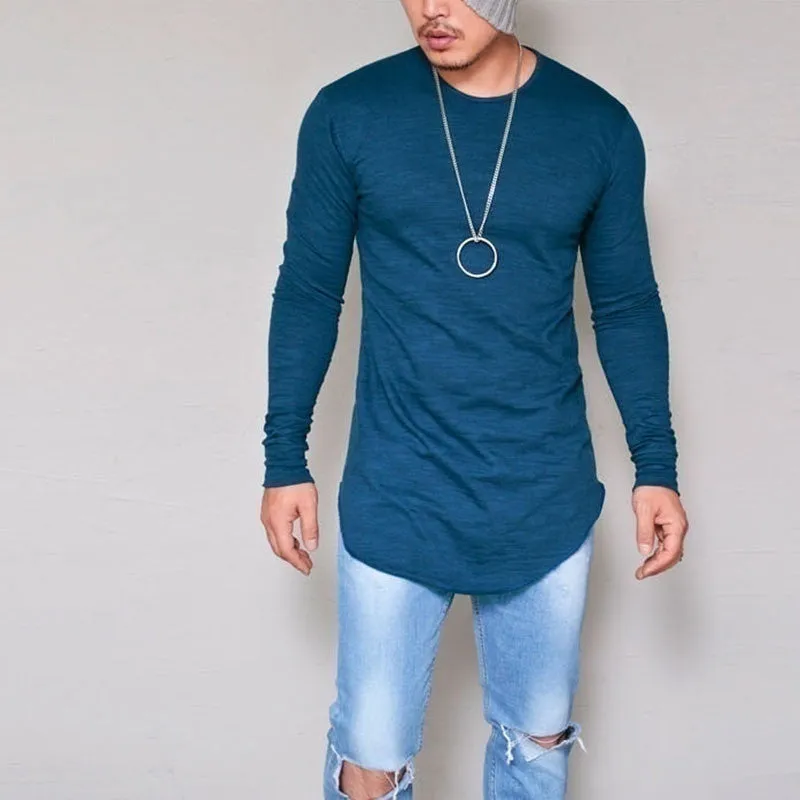 2017 New Men Casual T Shirt Cotton Long Sleeve O-Neck Silm Fit T-shirt Mens Fashion Solid Color Tshirt Men's Clothing M-2XL