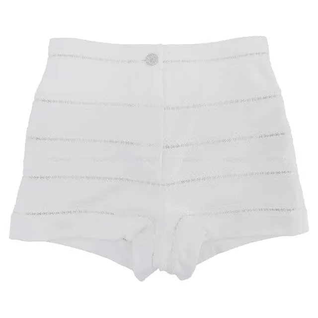 2024SS NEW COCO Beach Collection  CHANEL Short pants Ladies Short pants Coco mark Lace Blanc (White) Cotton jersey 34 Silver HW
