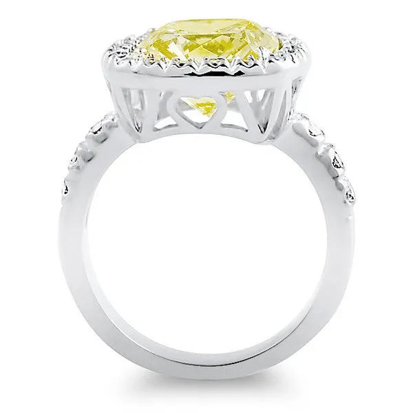5.5 Carat Canary Cushion Cut CZ Fashion Ring
