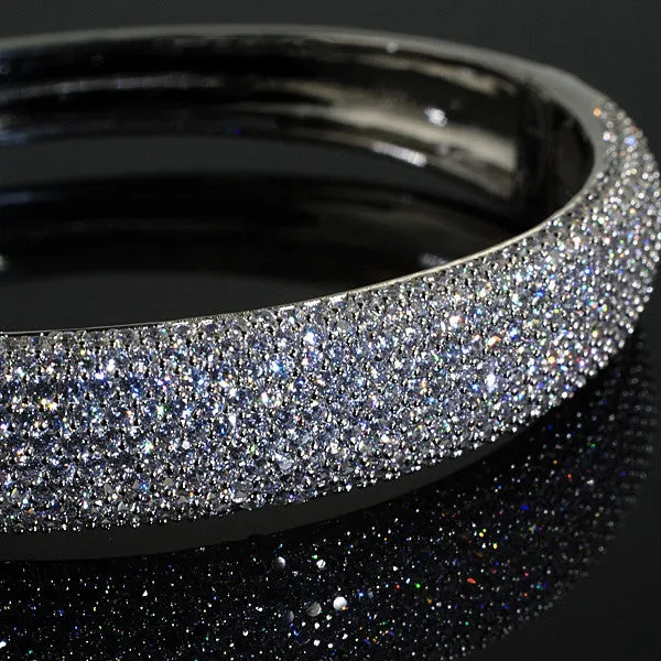 925 Silver Large Signity CZ Hinged Bangle