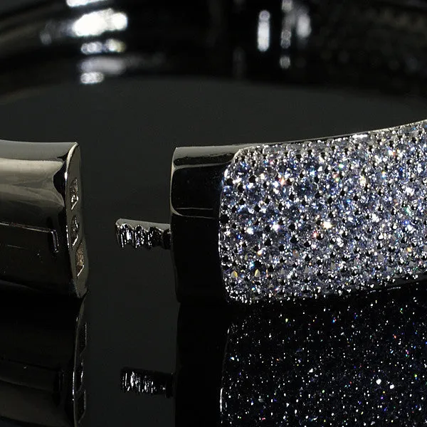 925 Silver Large Signity CZ Hinged Bangle