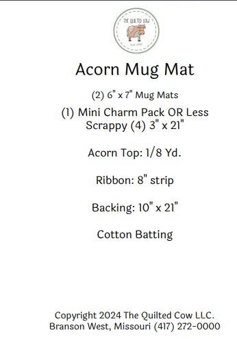 Acorn Mug Mat Pattern