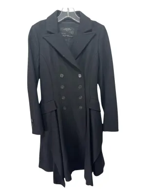 All Saints Size 8 Black Wool Blend Trench Double Breast pocket Coat