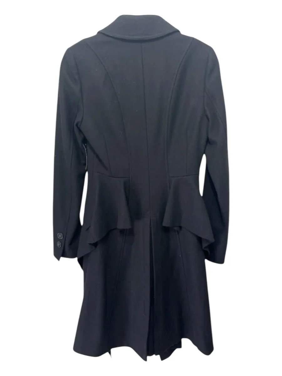 All Saints Size 8 Black Wool Blend Trench Double Breast pocket Coat
