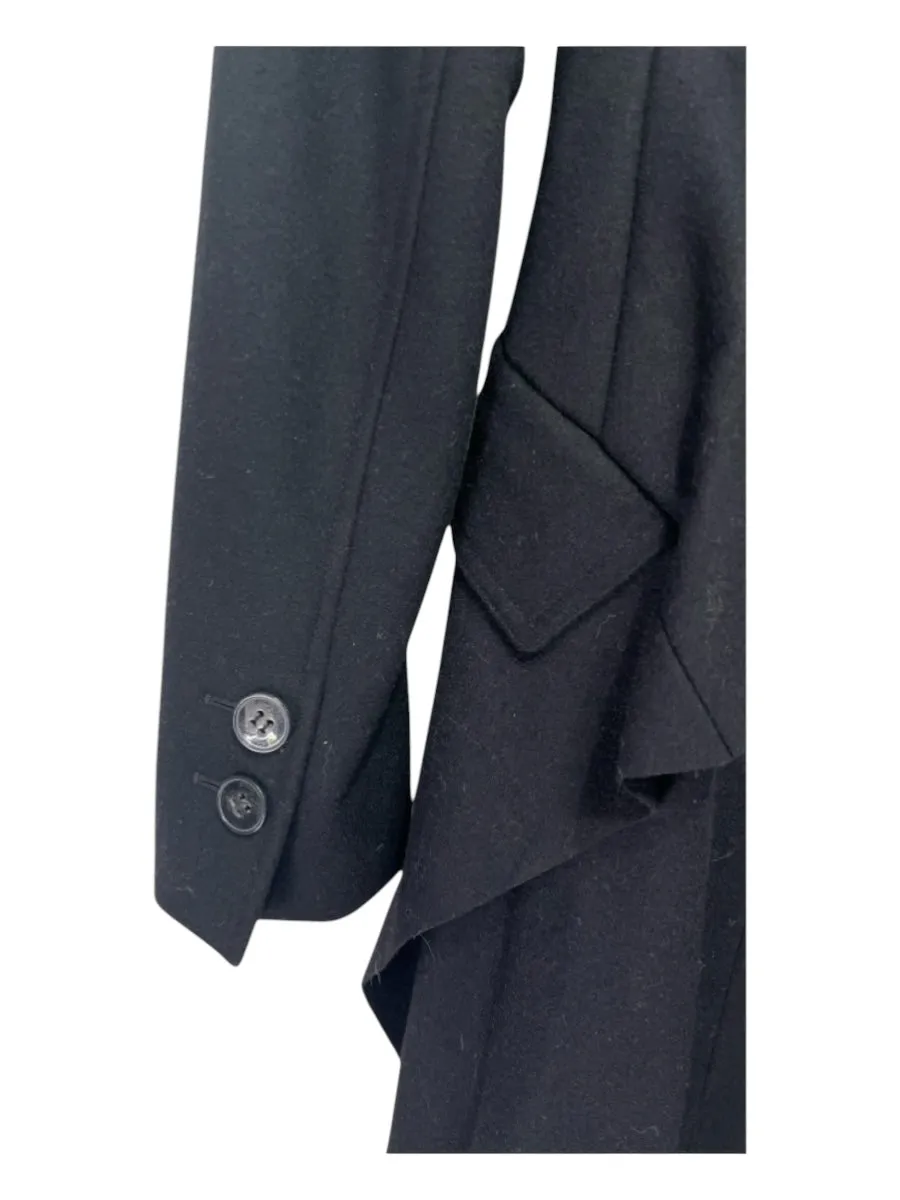 All Saints Size 8 Black Wool Blend Trench Double Breast pocket Coat