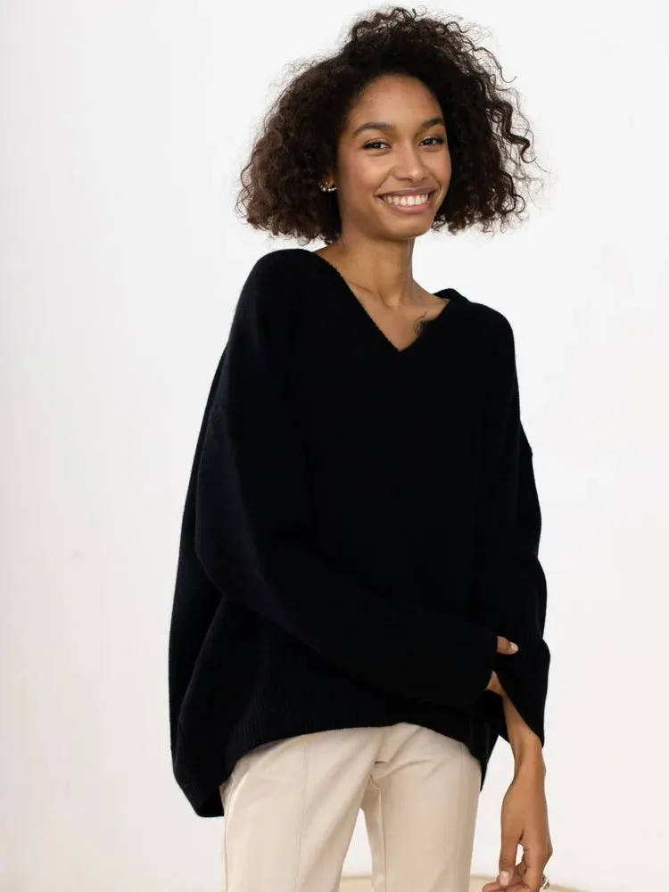 Ashore Shop V neck pull over loose sweater Winter Sweater Women