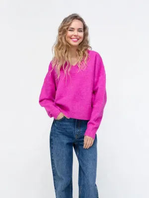 Ashore Shop V neck pull over loose sweater Winter Sweater Women