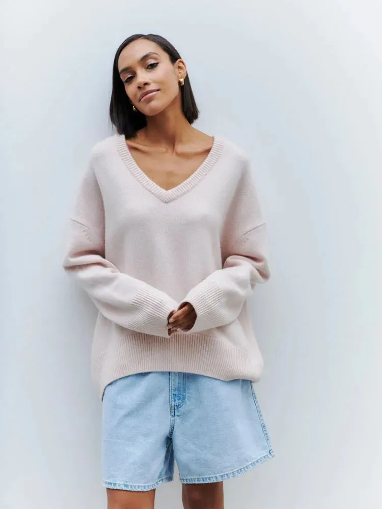 Ashore Shop V neck pull over loose sweater Winter Sweater Women