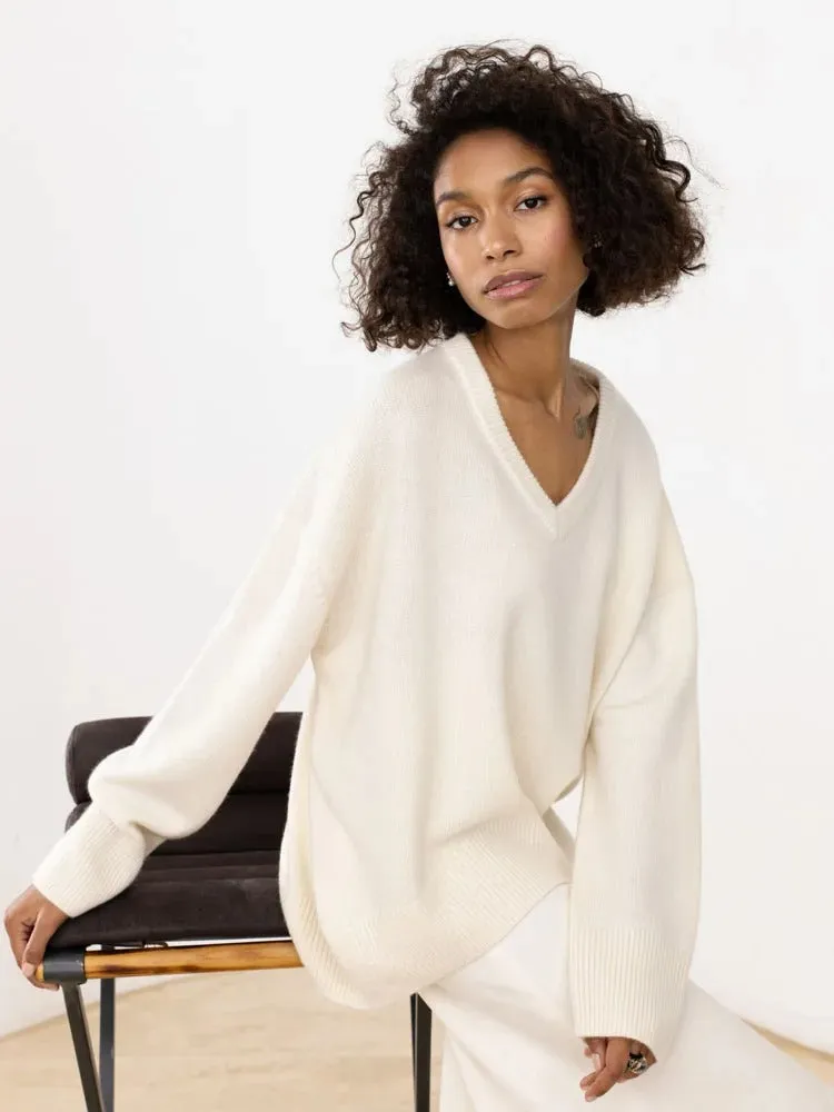 Ashore Shop V neck pull over loose sweater Winter Sweater Women