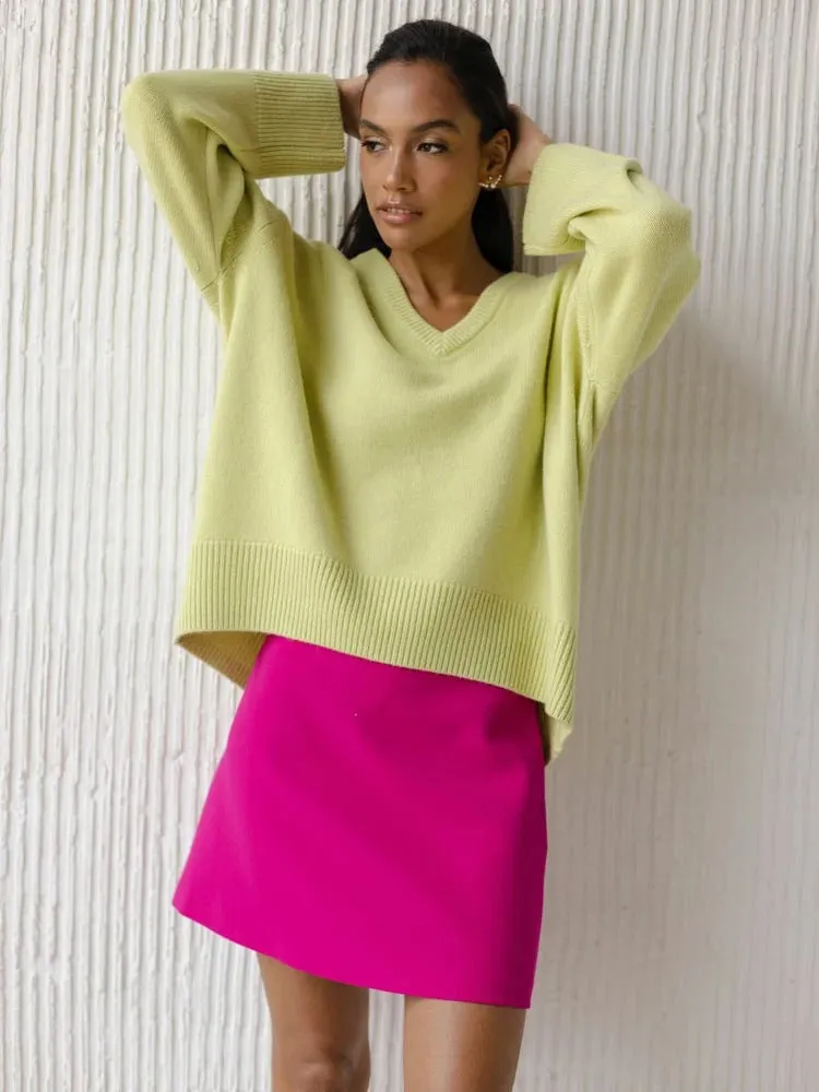 Ashore Shop V neck pull over loose sweater Winter Sweater Women