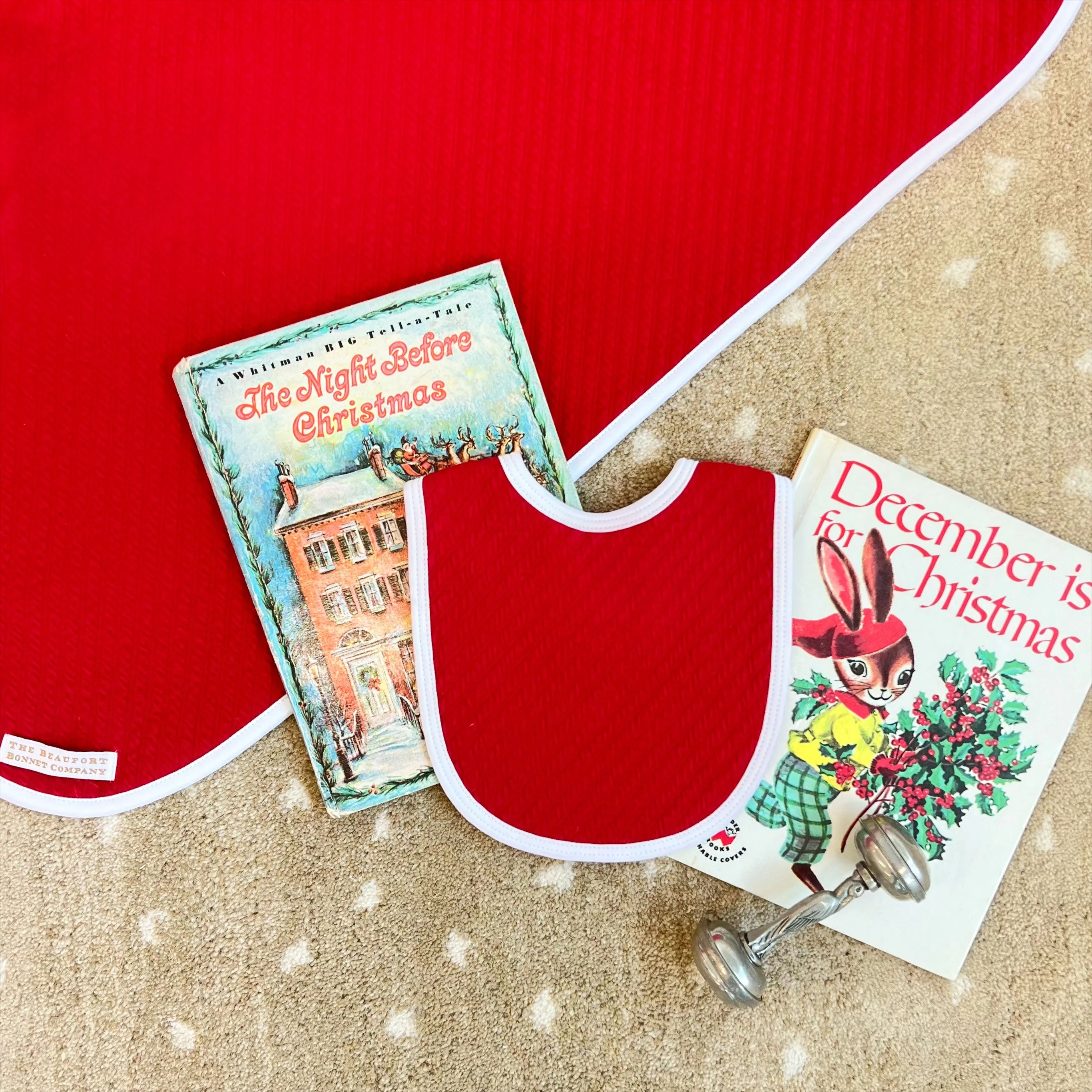Baby Buggy Blanket (Quilted) - Rudolph Red with Worth Avenue White