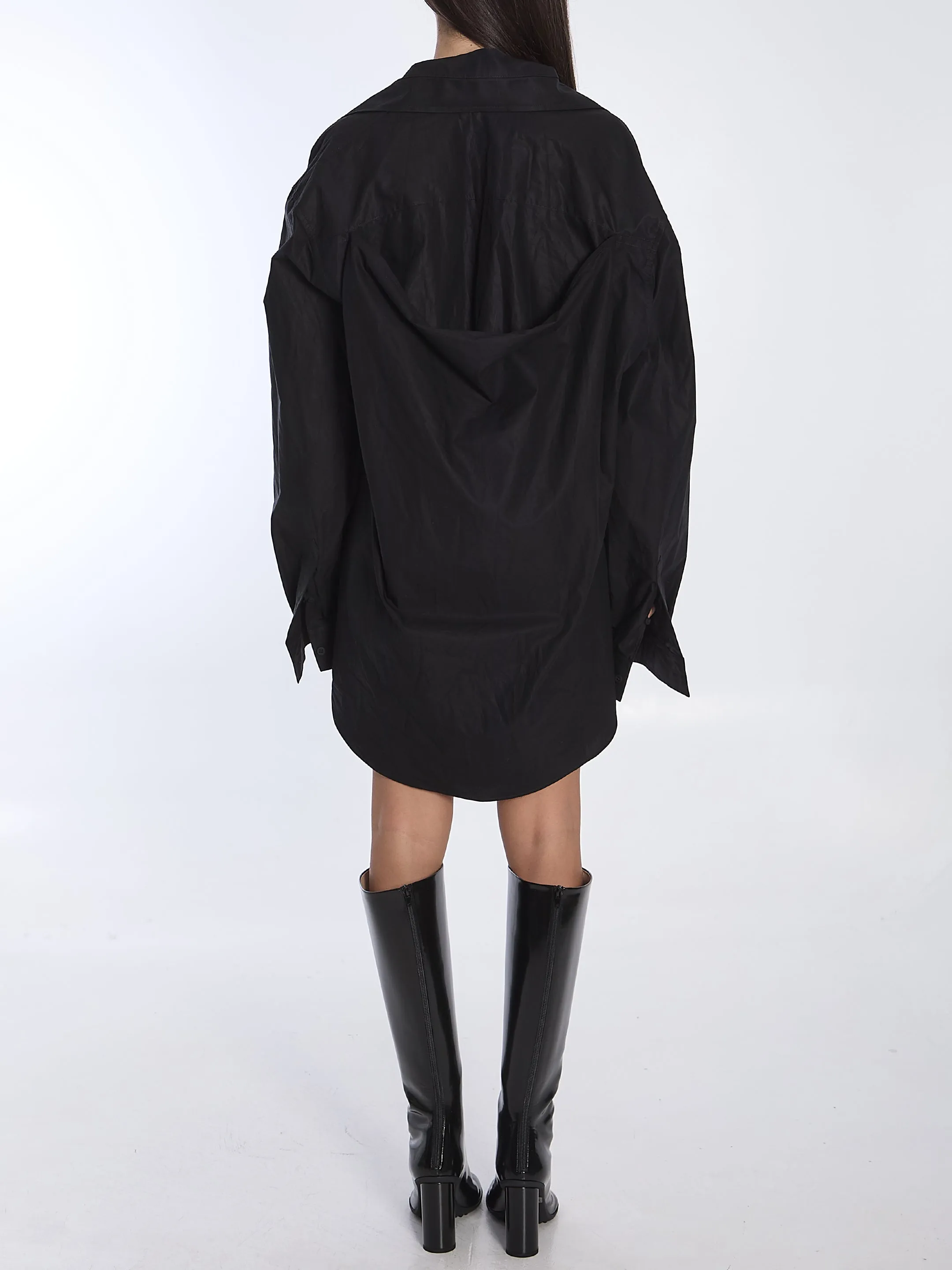 Balenciaga Suspended Shirt Dress In Black