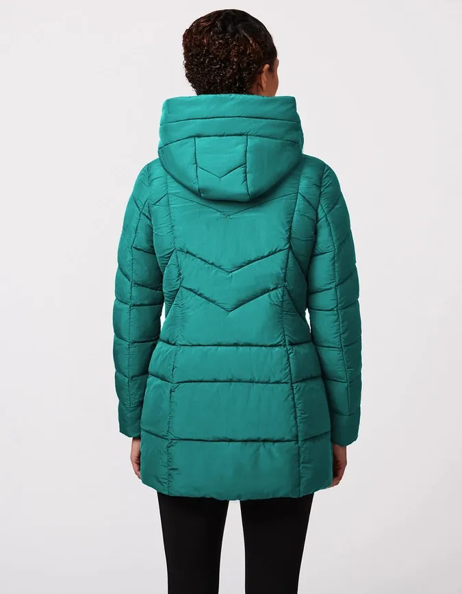Bernardo Hooded Quilted Puffer Walker  Kelly Green