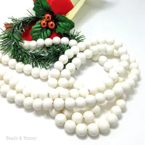 Bleached Whitewood Bead Garland Round 12mm (3 Ft Strand)