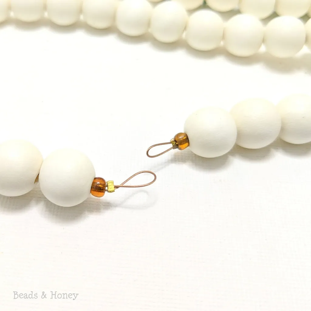 Bleached Whitewood Bead Garland Round 12mm (3 Ft Strand)