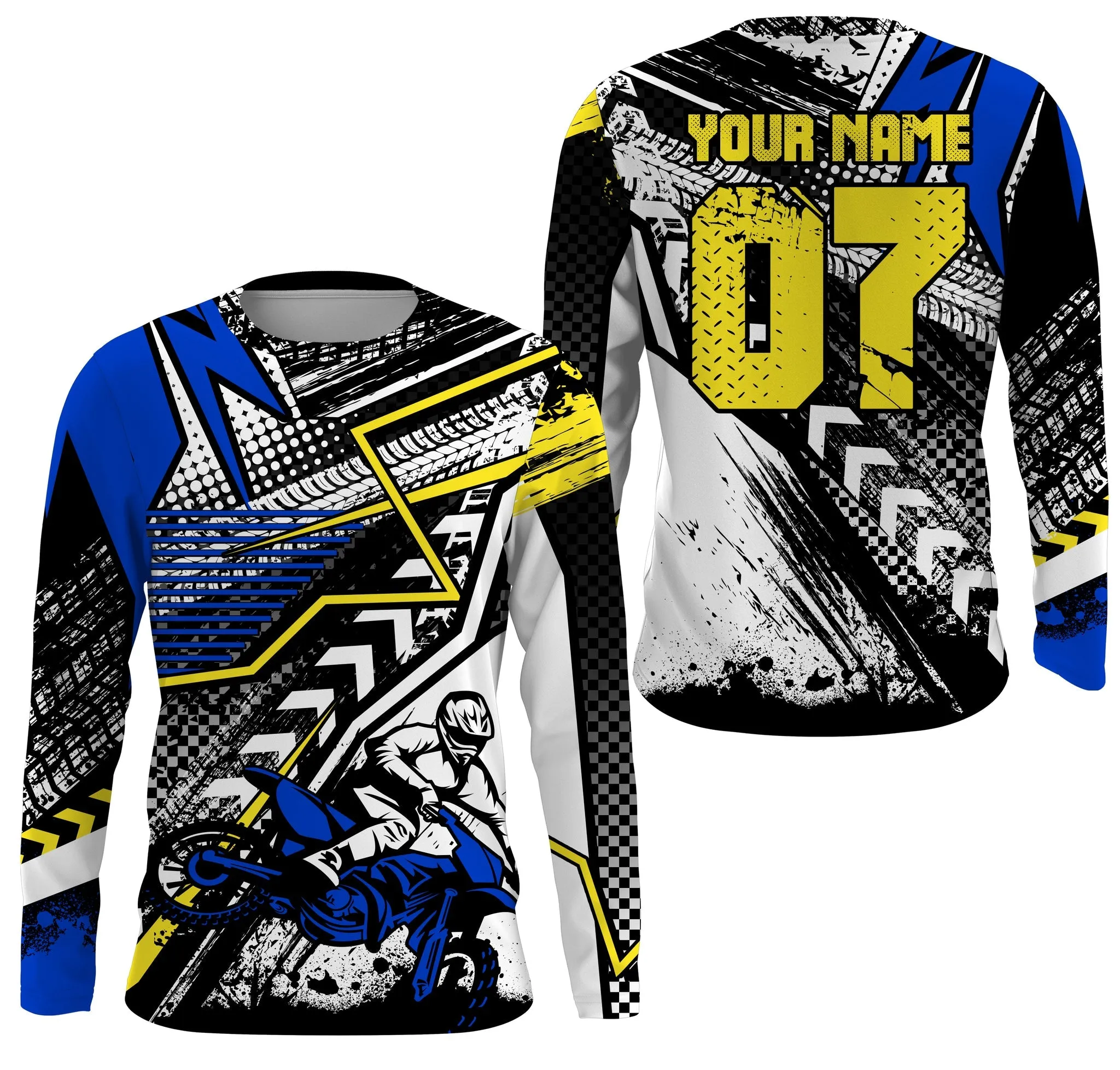 Blue Yellow Motocross Jersey Men Women Dirt Bike Custom Upf30  Mx Riding Extreme Shirt Motorcycle