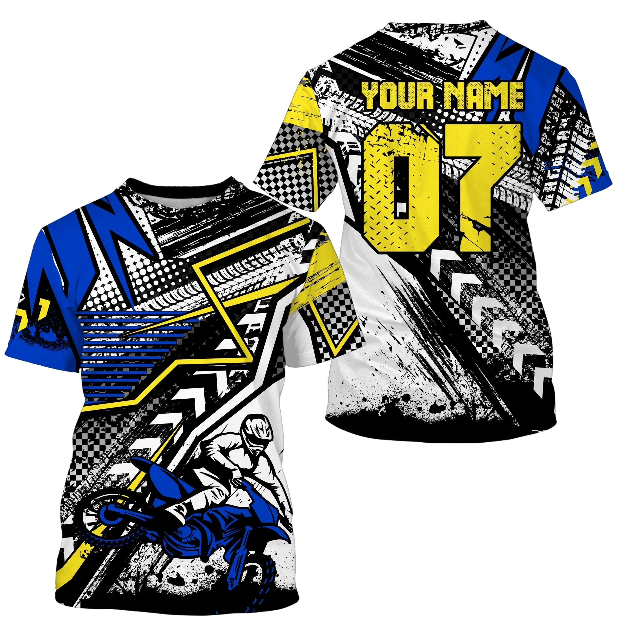Blue Yellow Motocross Jersey Men Women Dirt Bike Custom Upf30  Mx Riding Extreme Shirt Motorcycle