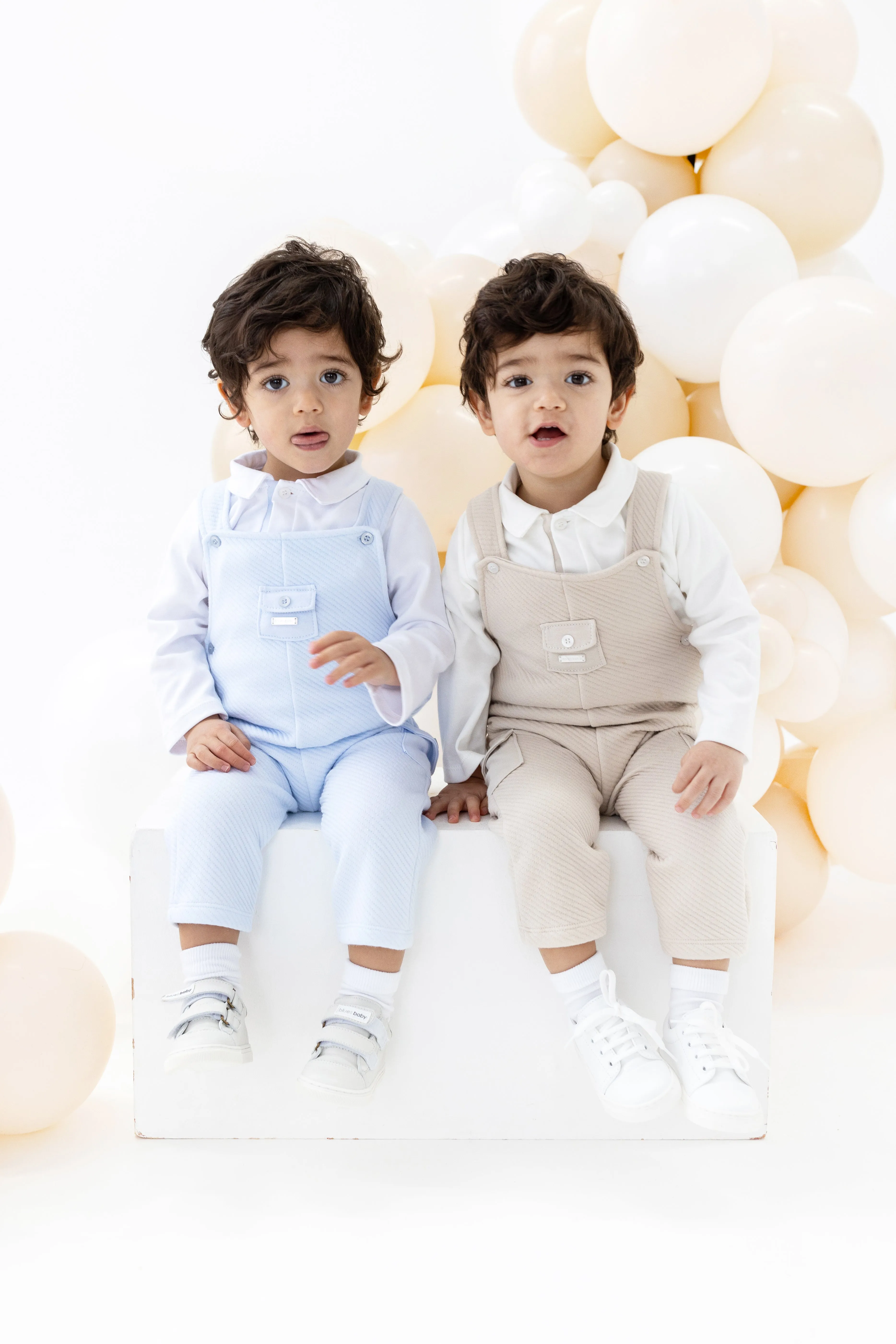 Blues Baby blue quilted dungaree set