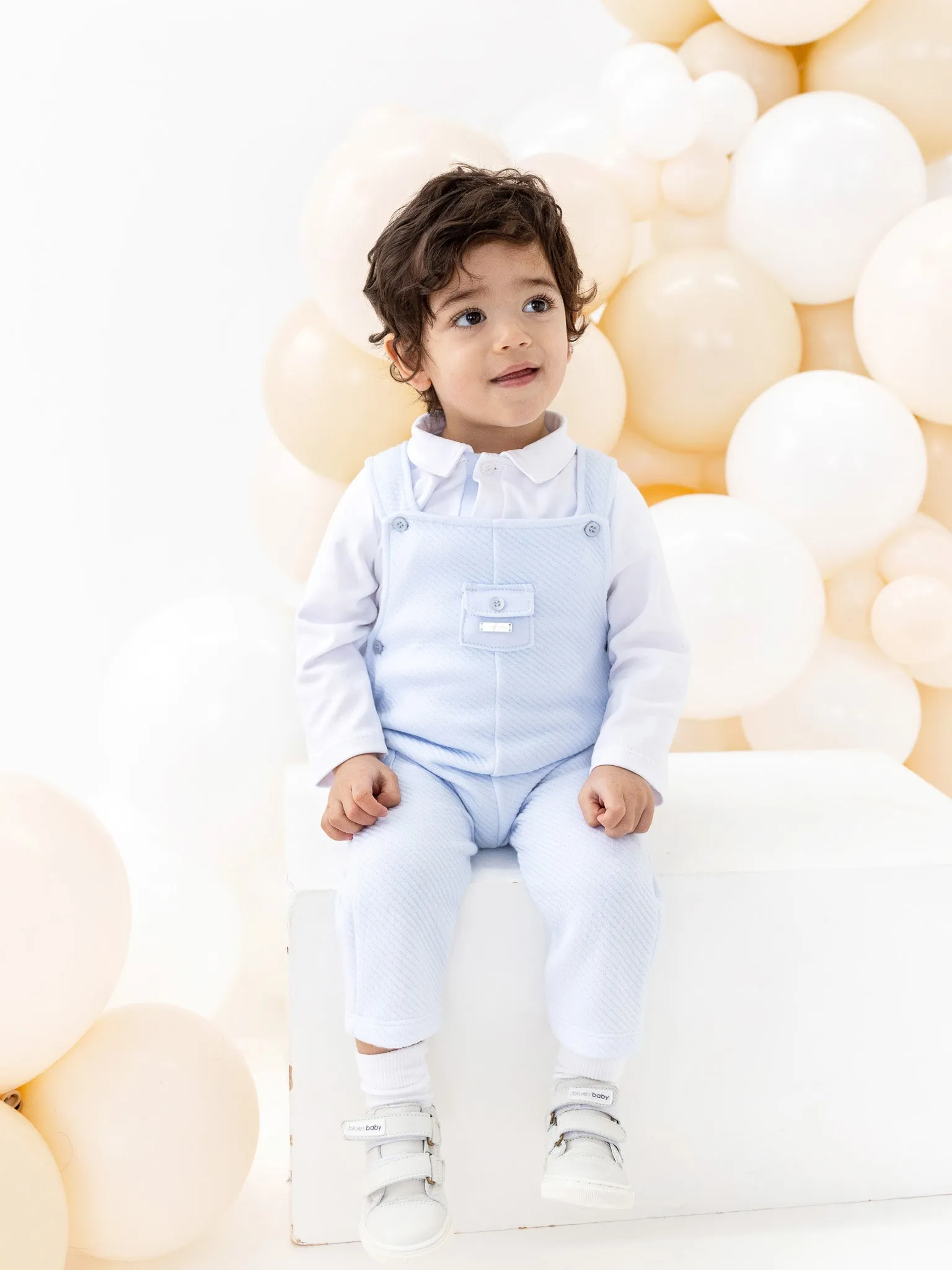 Blues Baby blue quilted dungaree set