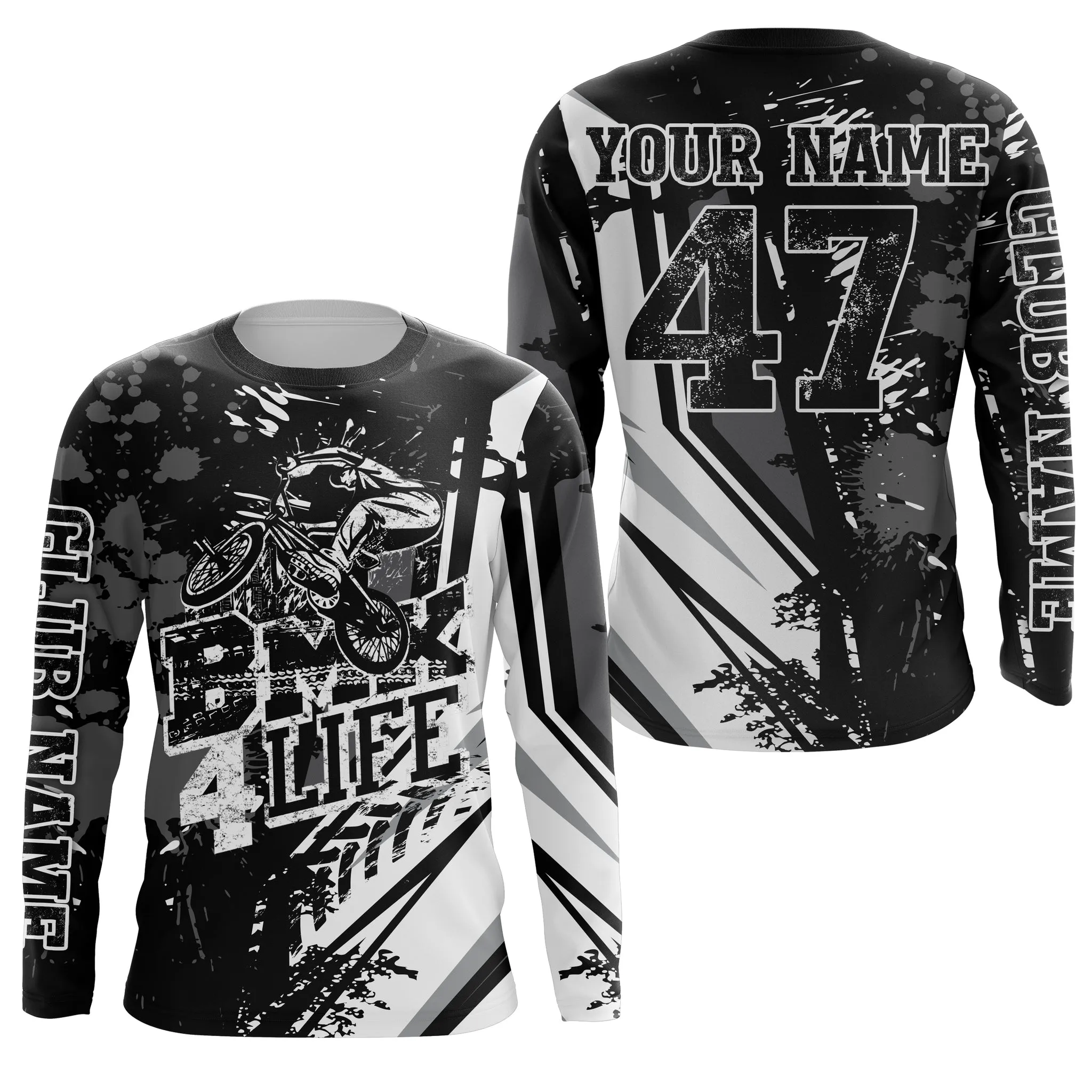 BMX 4 Life Black BMX Jersey Upf30  BMX Bike 3D Long Sleeve Shirt Adult Bicycle Motocross Cycling Gear