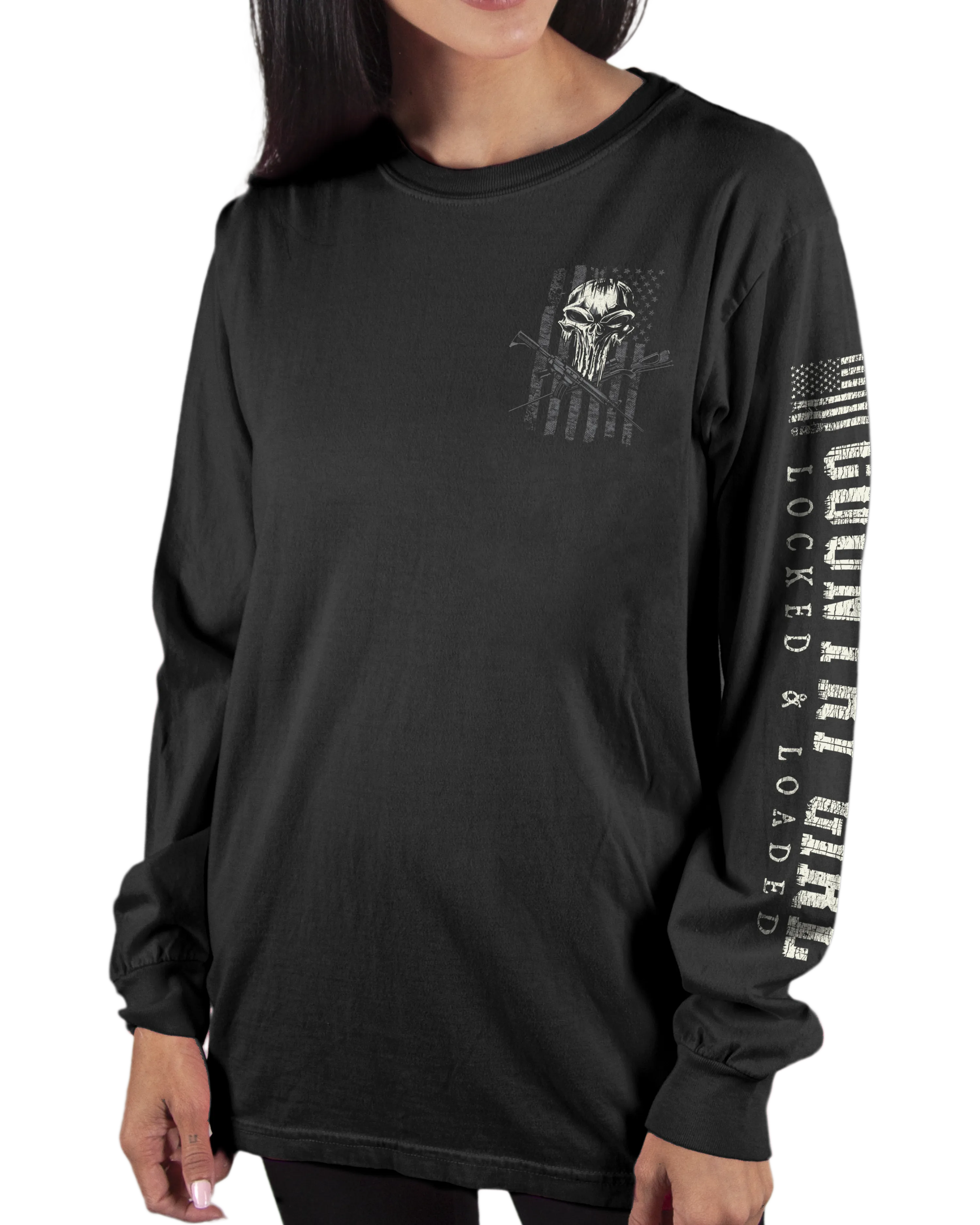 Country Girl® Comfort Colors Long Sleeve Tee Locked & Loaded Skull