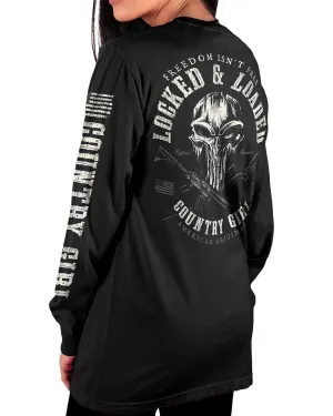 Country Girl® Comfort Colors Long Sleeve Tee Locked & Loaded Skull