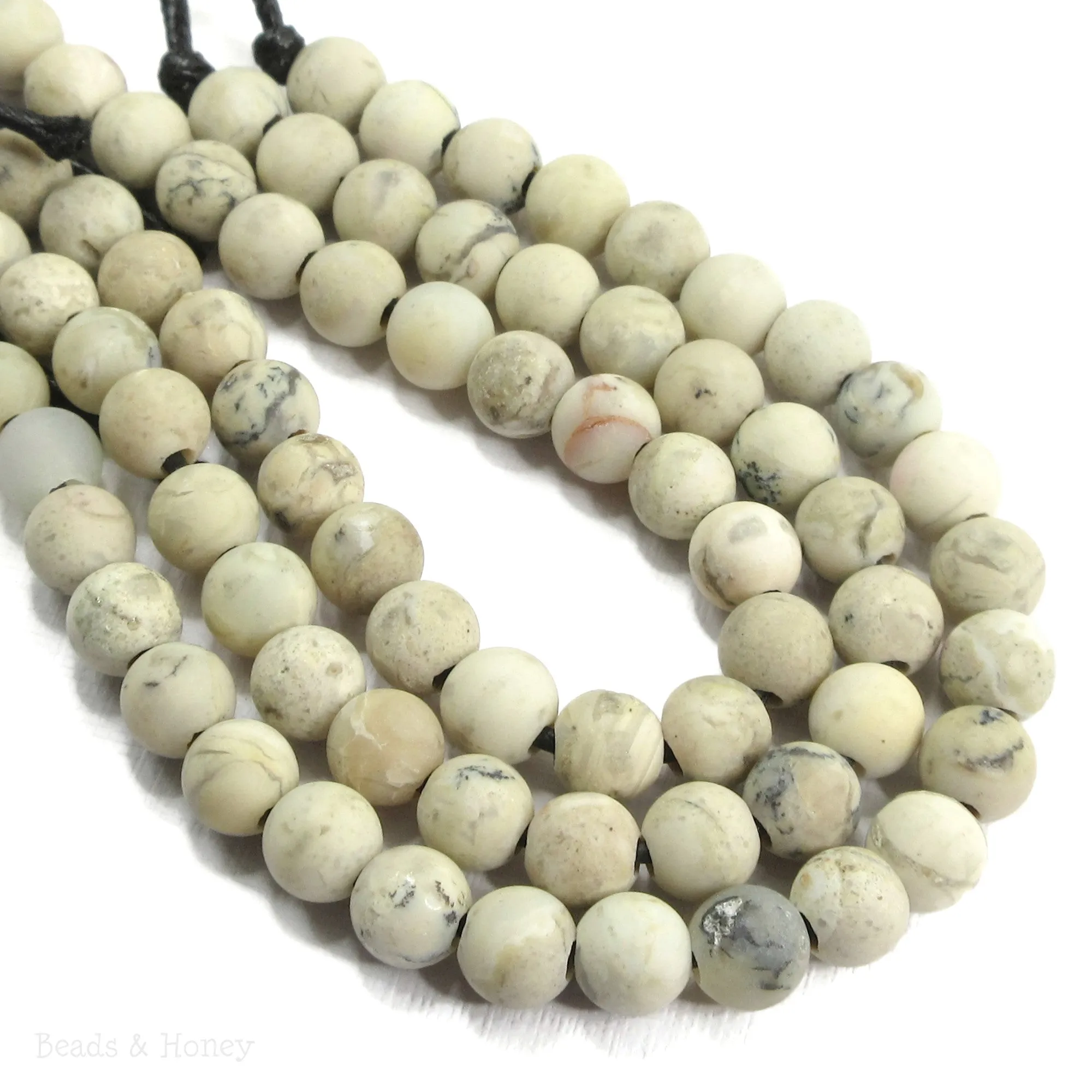 Dakota Stones Matte White African Opal Large Hole Bead Round 8mm (8-Inch Strand)