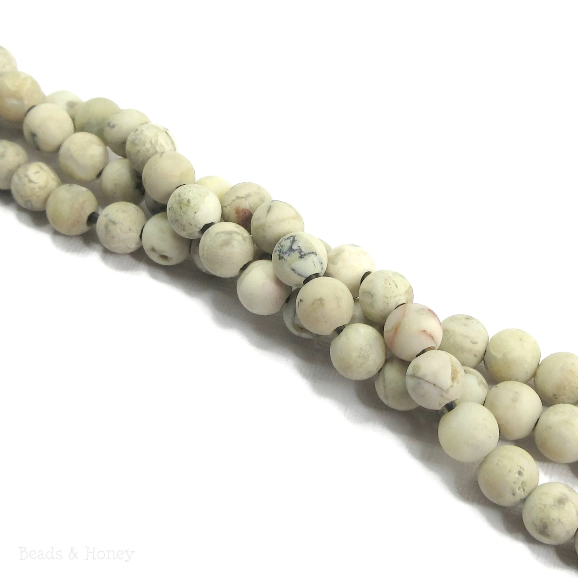 Dakota Stones Matte White African Opal Large Hole Bead Round 8mm (8-Inch Strand)