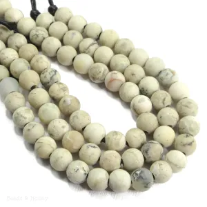 Dakota Stones Matte White African Opal Large Hole Bead Round 8mm (8-Inch Strand)