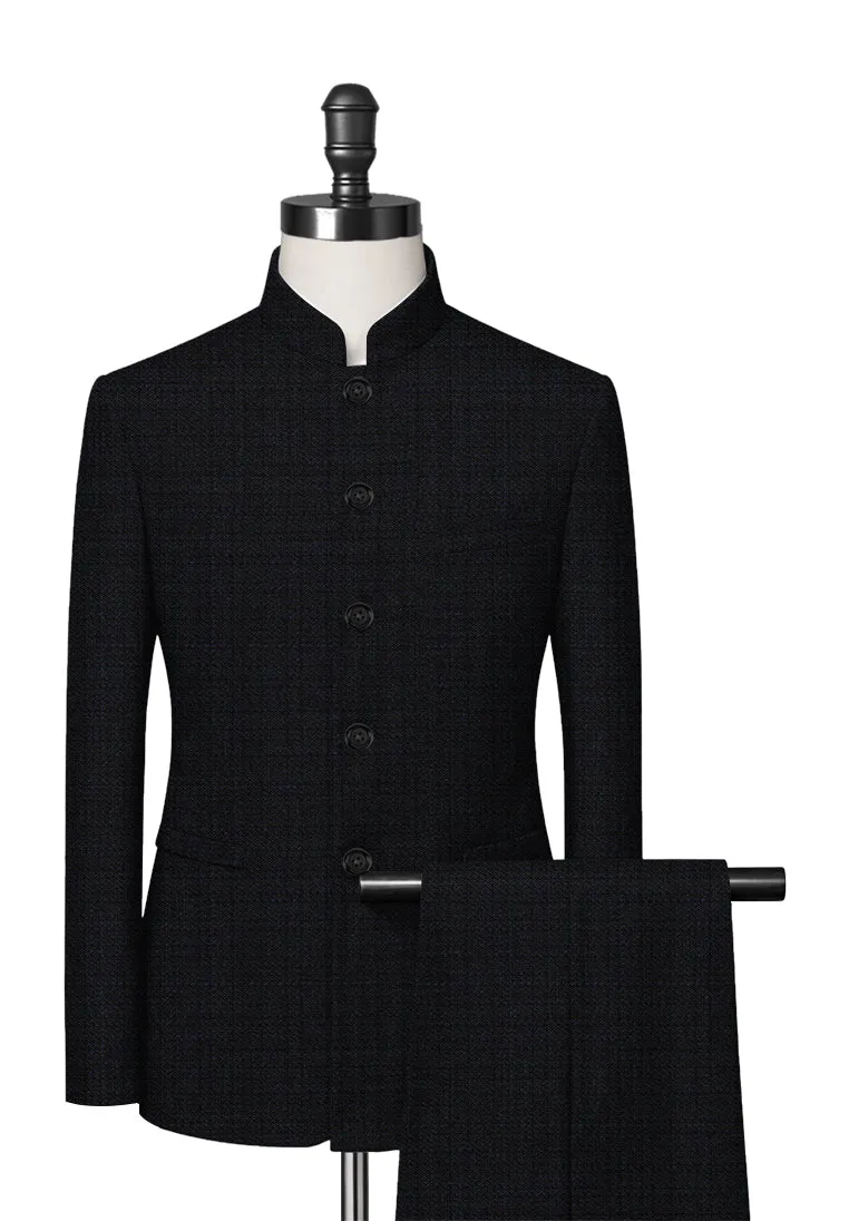 Dark Charcoal Grey Mandarin Collar Suit