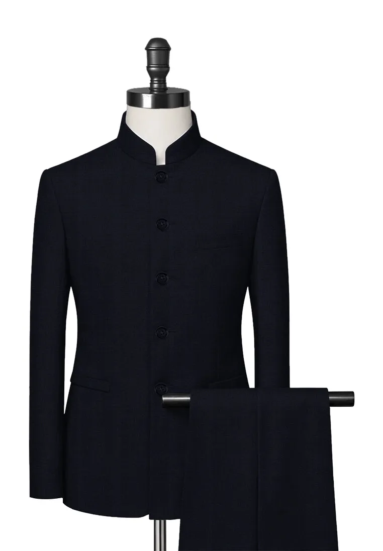 Dark Navy Blue Mandarin Collar Suit