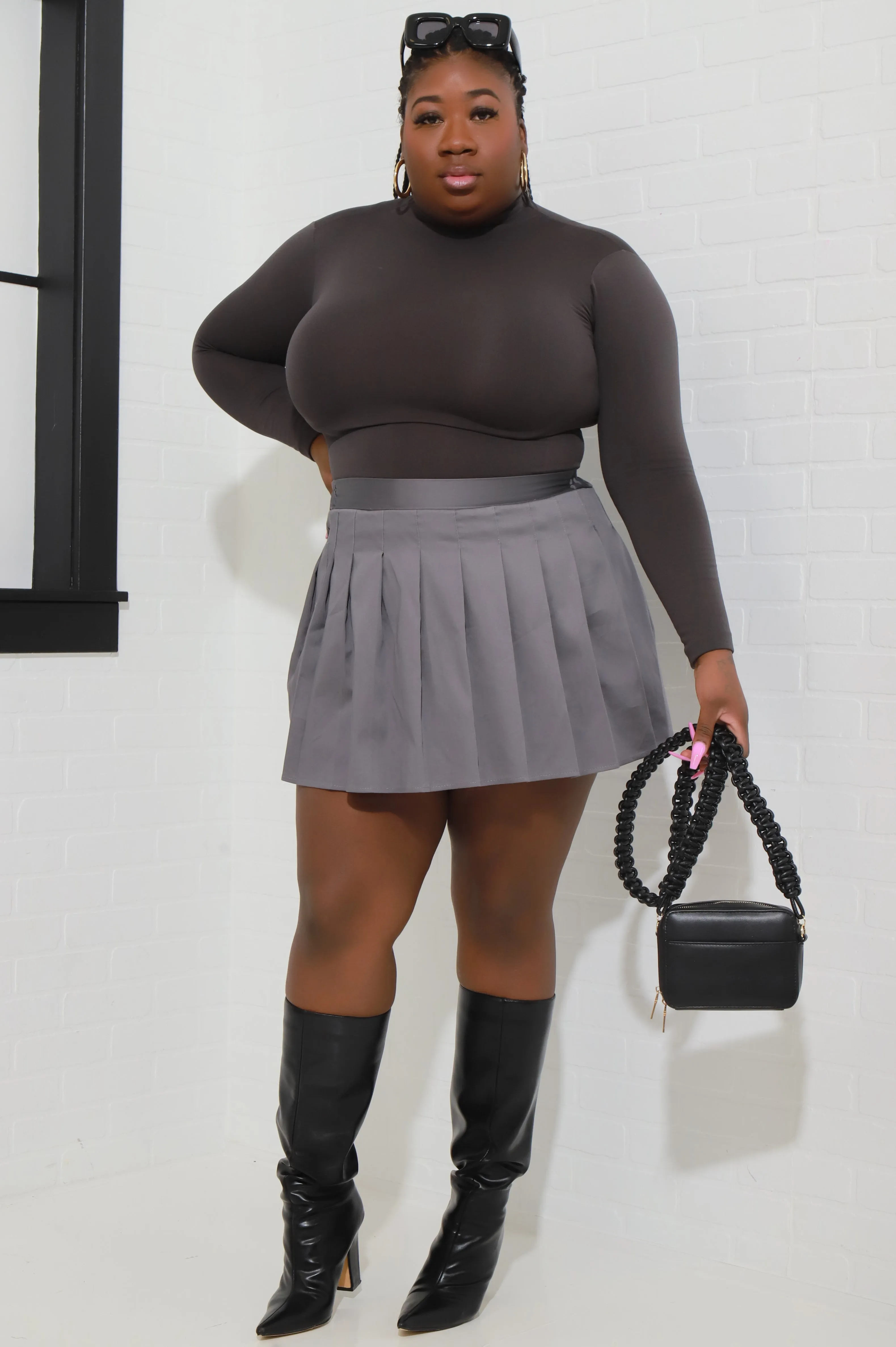 Deuce Mini Pleated Flare Tennis Skirt - Charcoal