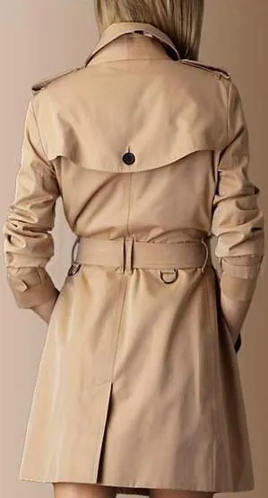 Double-Breasted Short Trench Coat in Apricot or Black