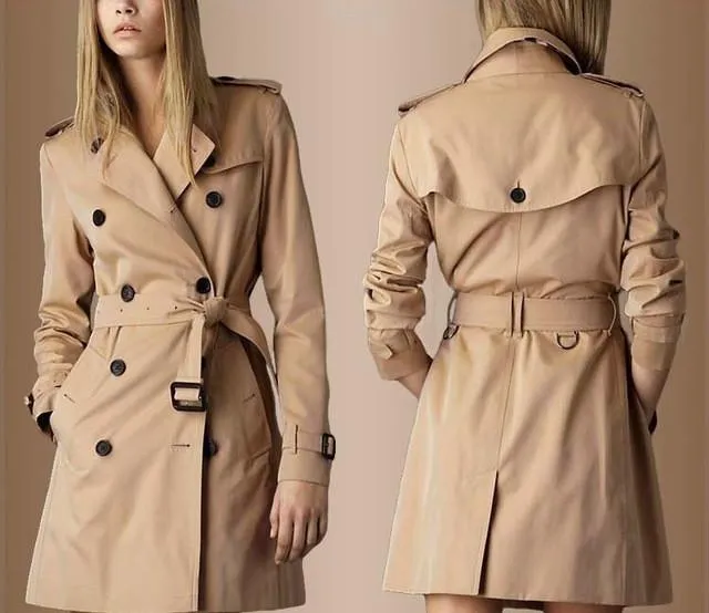 Double-Breasted Short Trench Coat in Apricot or Black