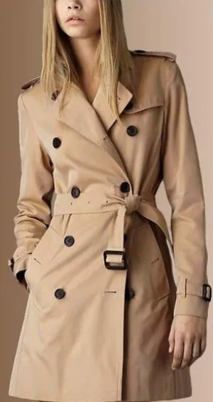 Double-Breasted Short Trench Coat in Apricot or Black