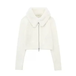 Fashionkova Astrid Faux Fur Crop Knitted Jacket