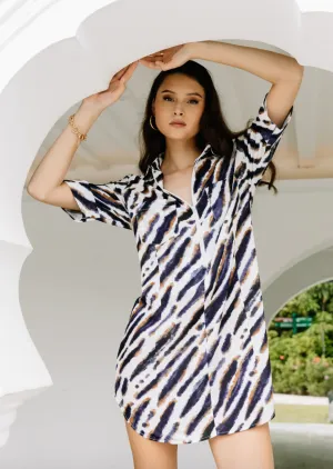 FIESTA SHIRT DRESS IN ABSTRACT ZEBRA