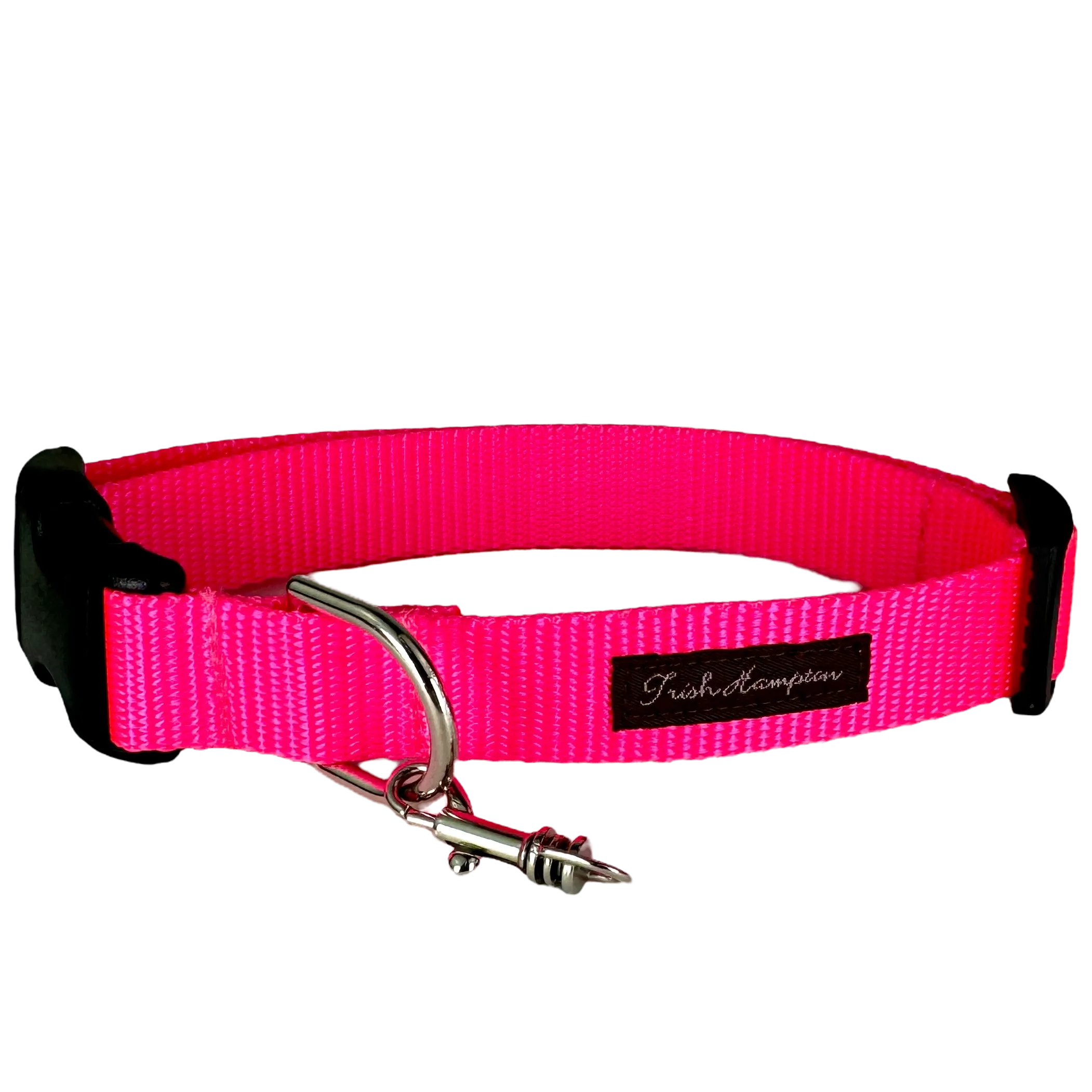 Fluorescent Pink Nylon Webbing Dog Collar - 811
