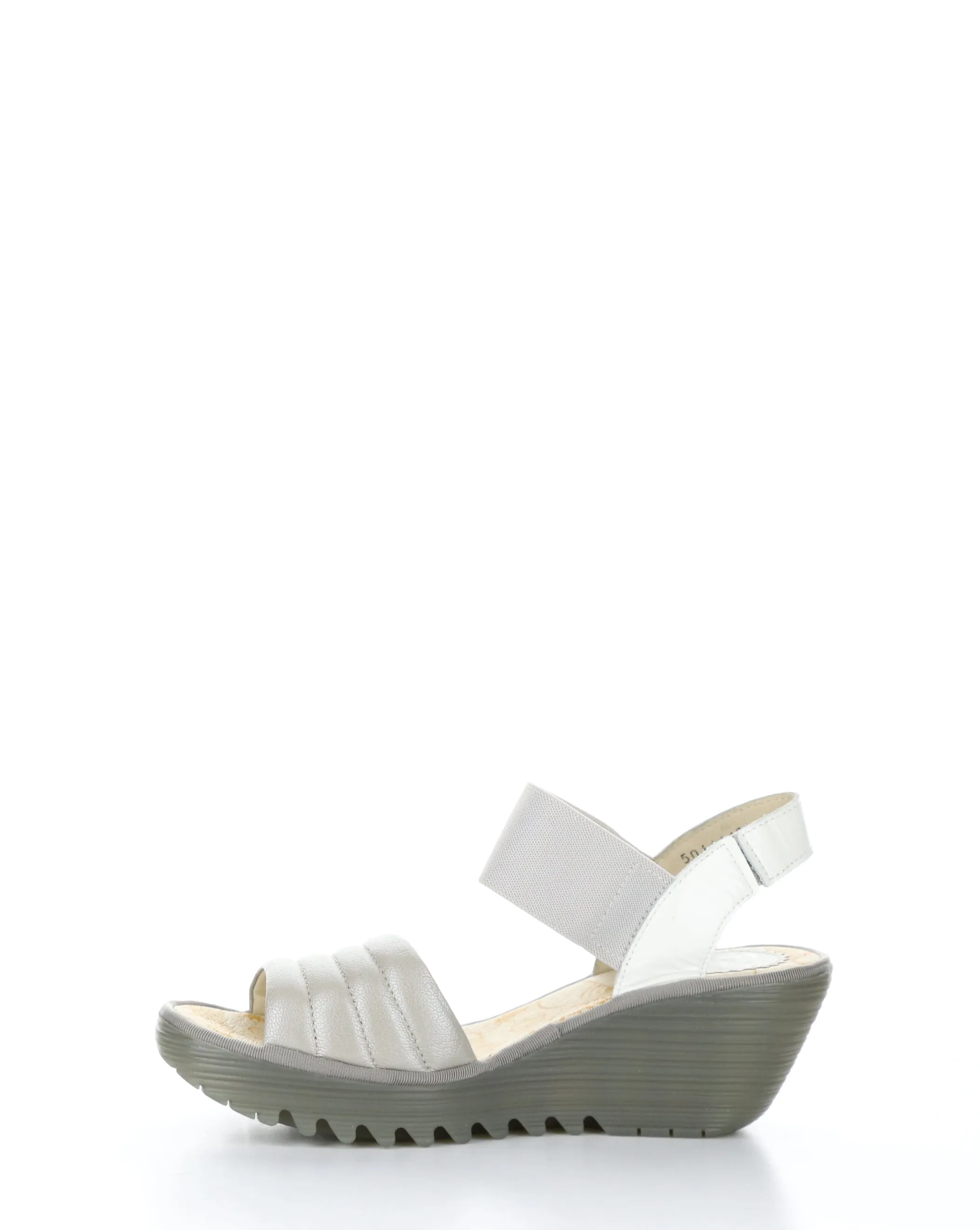 Fly London Yiko Silver/Off White Leather Wedge Sandal P501414 001