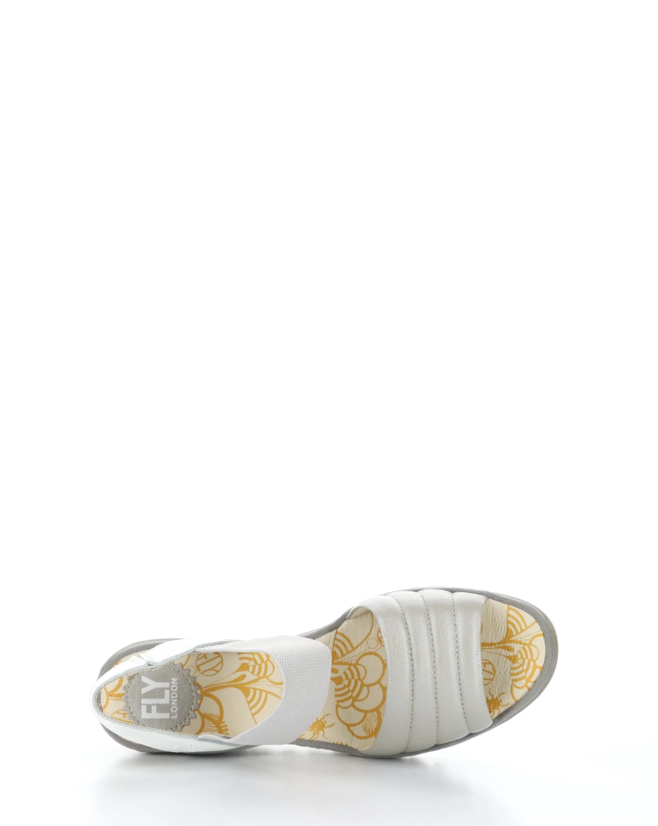 Fly London Yiko Silver/Off White Leather Wedge Sandal P501414 001